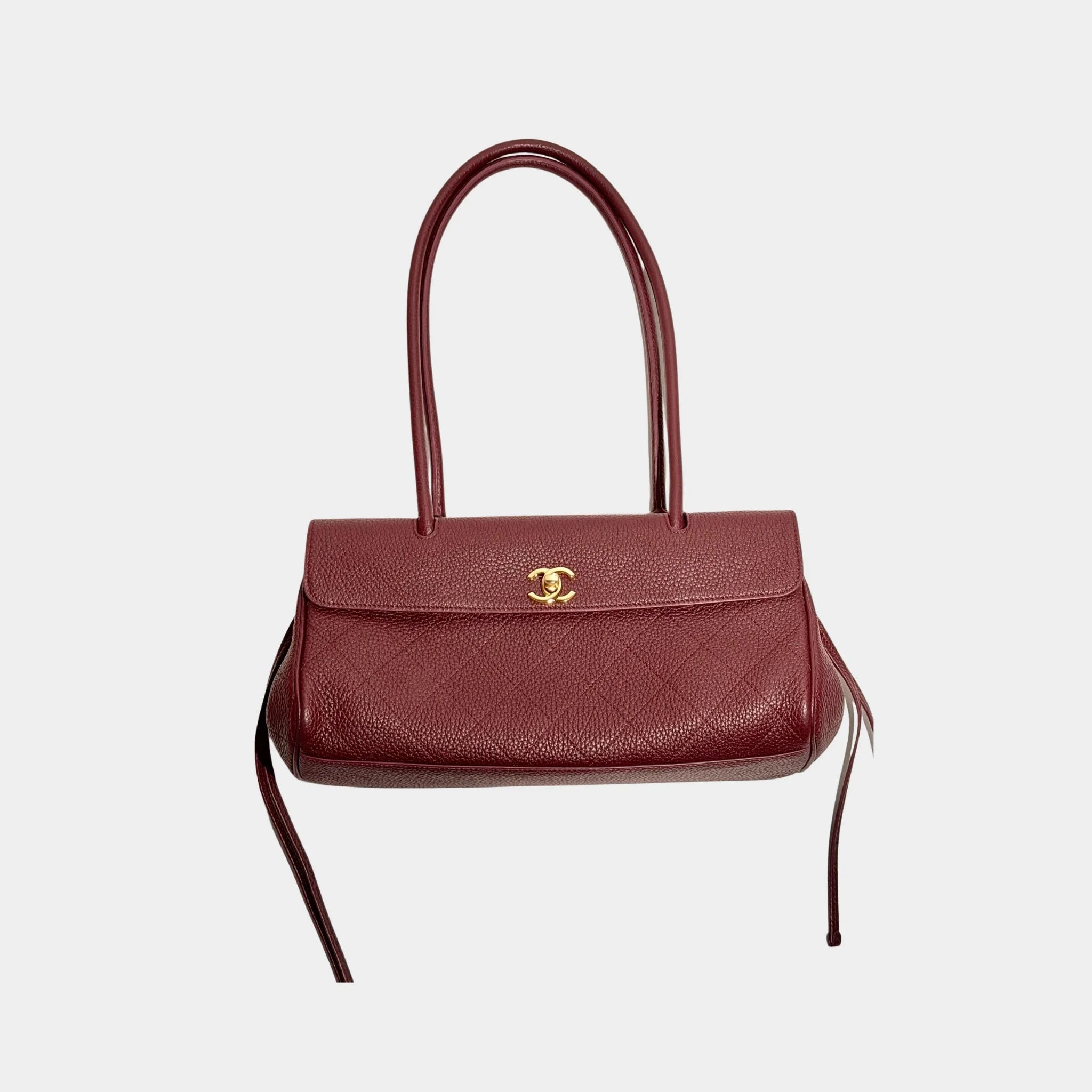 Chanel Small Tote in Grained Calfskin &amp; Gold-Tone Metal, Burgundy
