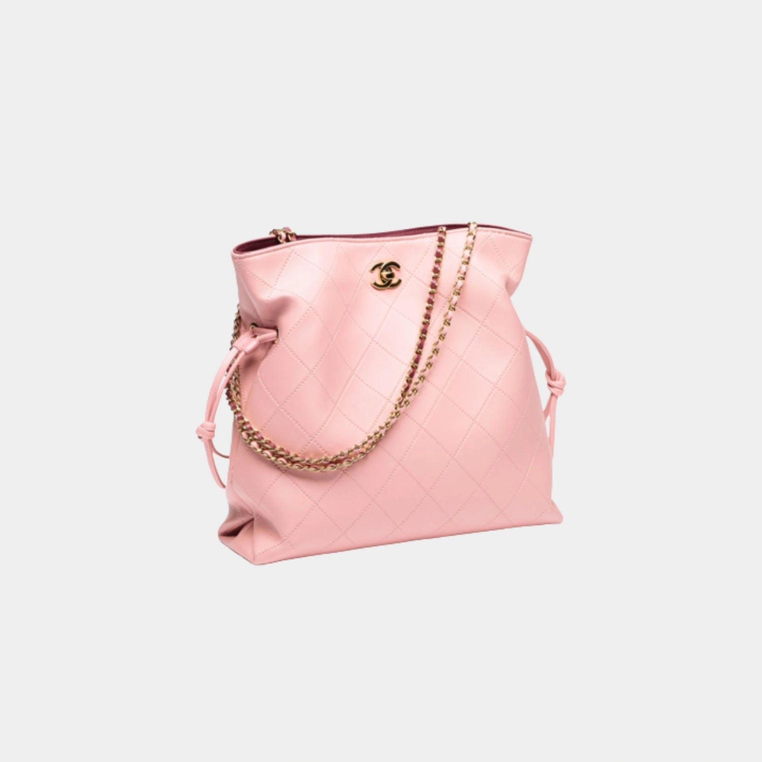 Chanel Small Tote Lambskin Light Pink  ,  SIde