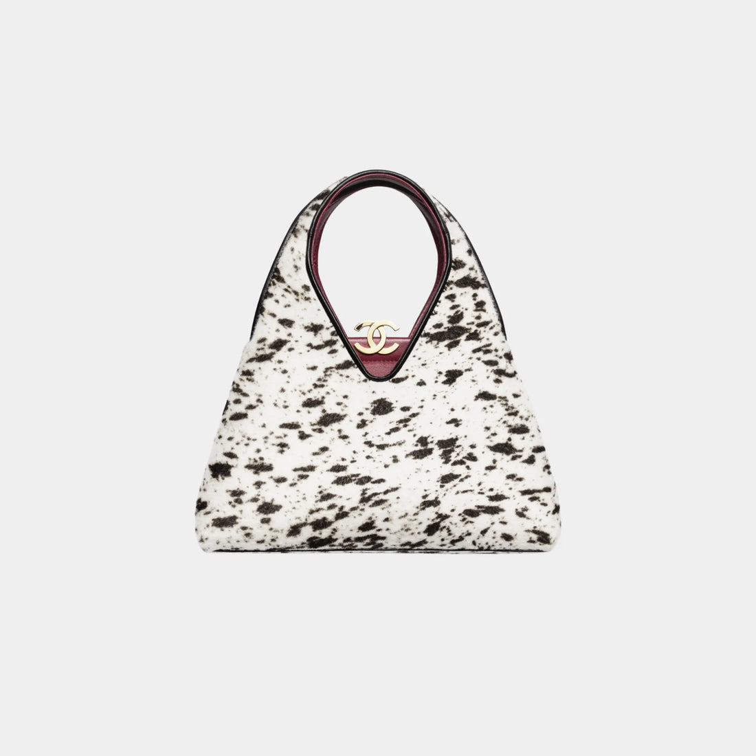 Chanel Small Tote in White & Black Lambskin, Front