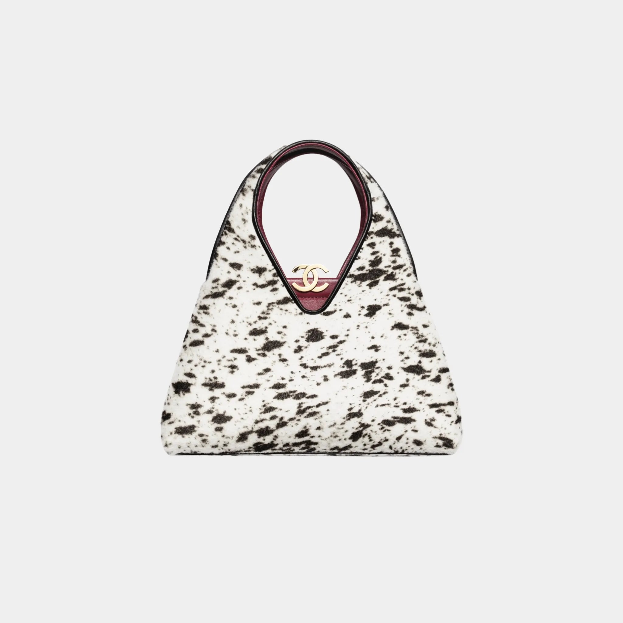 Chanel Small Tote in White &amp; Black Lambskin, Front