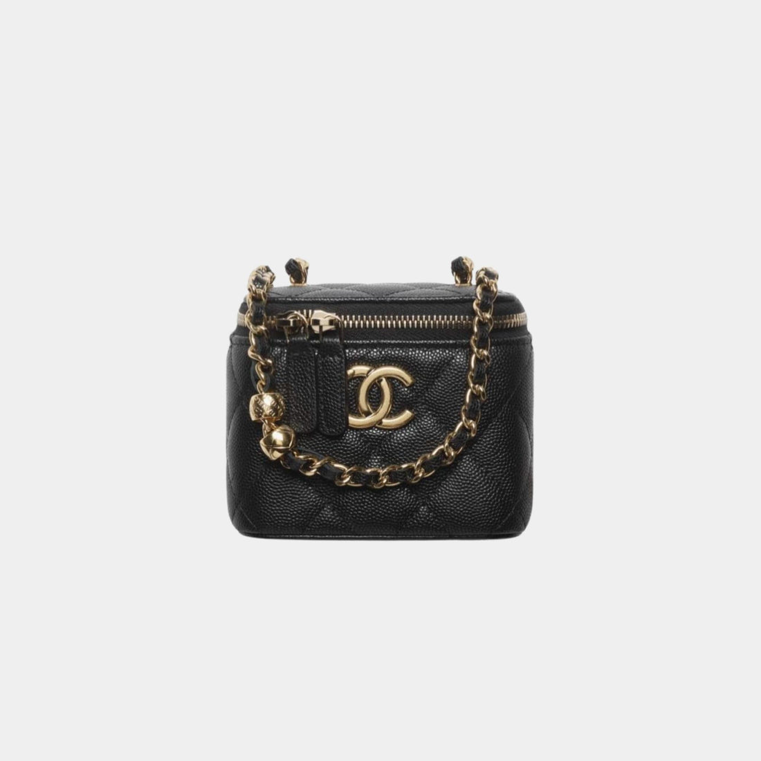 Chanel Small Vanity with Chain in Grained Shiny Calfskin, Black