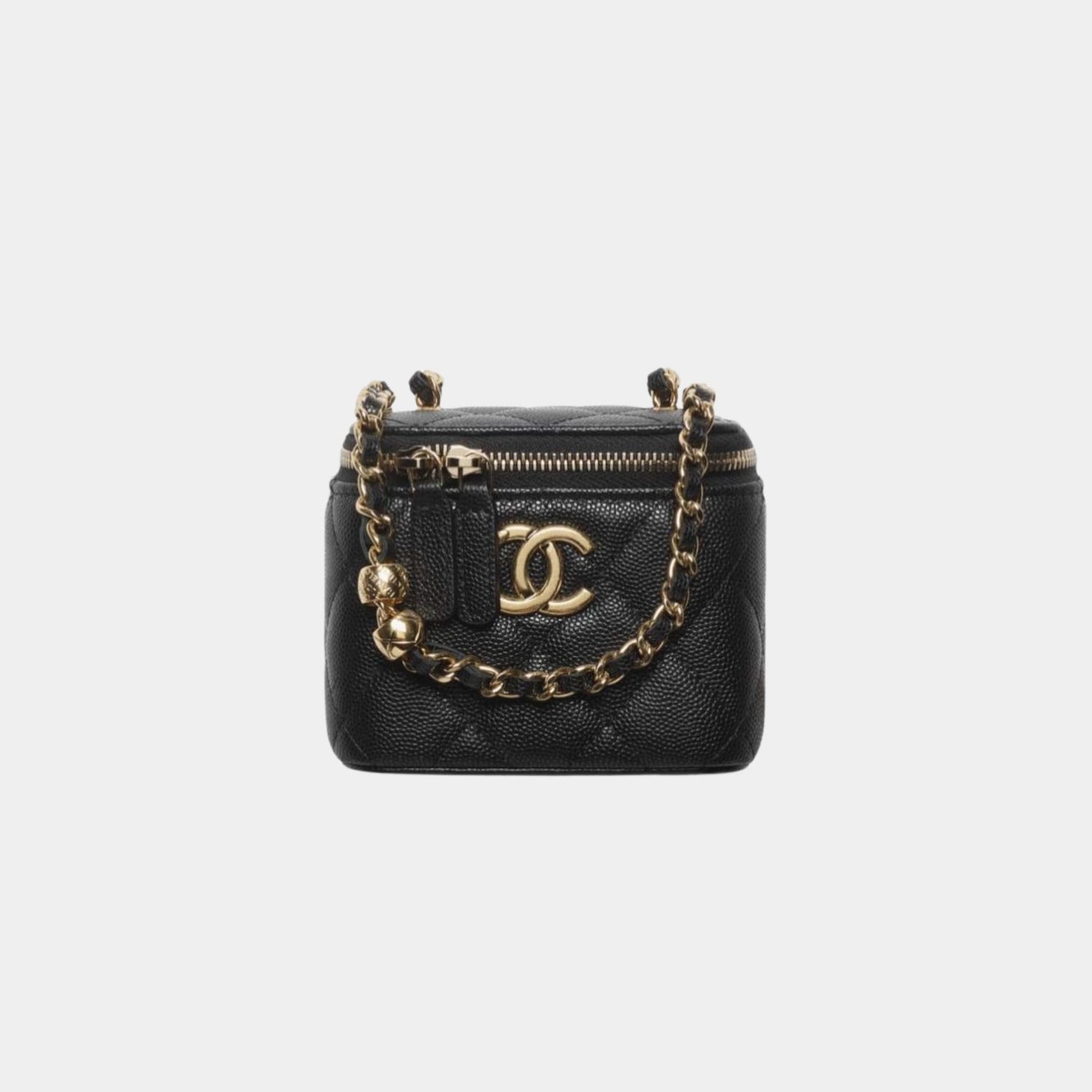Chanel Small Vanity with Chain in Grained Shiny Calfskin, Black