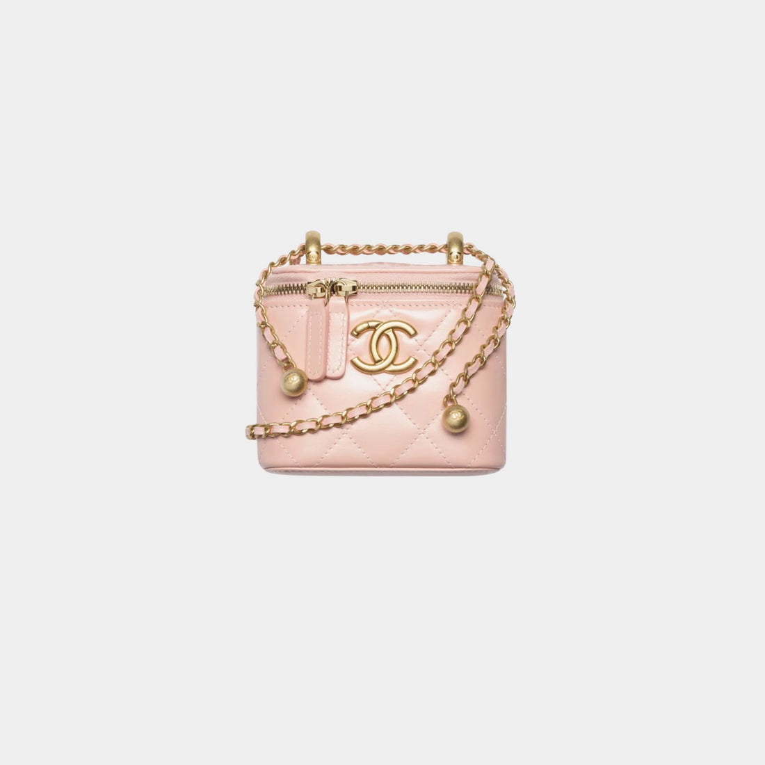 Chanel Small Vanity With Chain Shiny Calfskin &amp; Gold Tone Metal, Front 