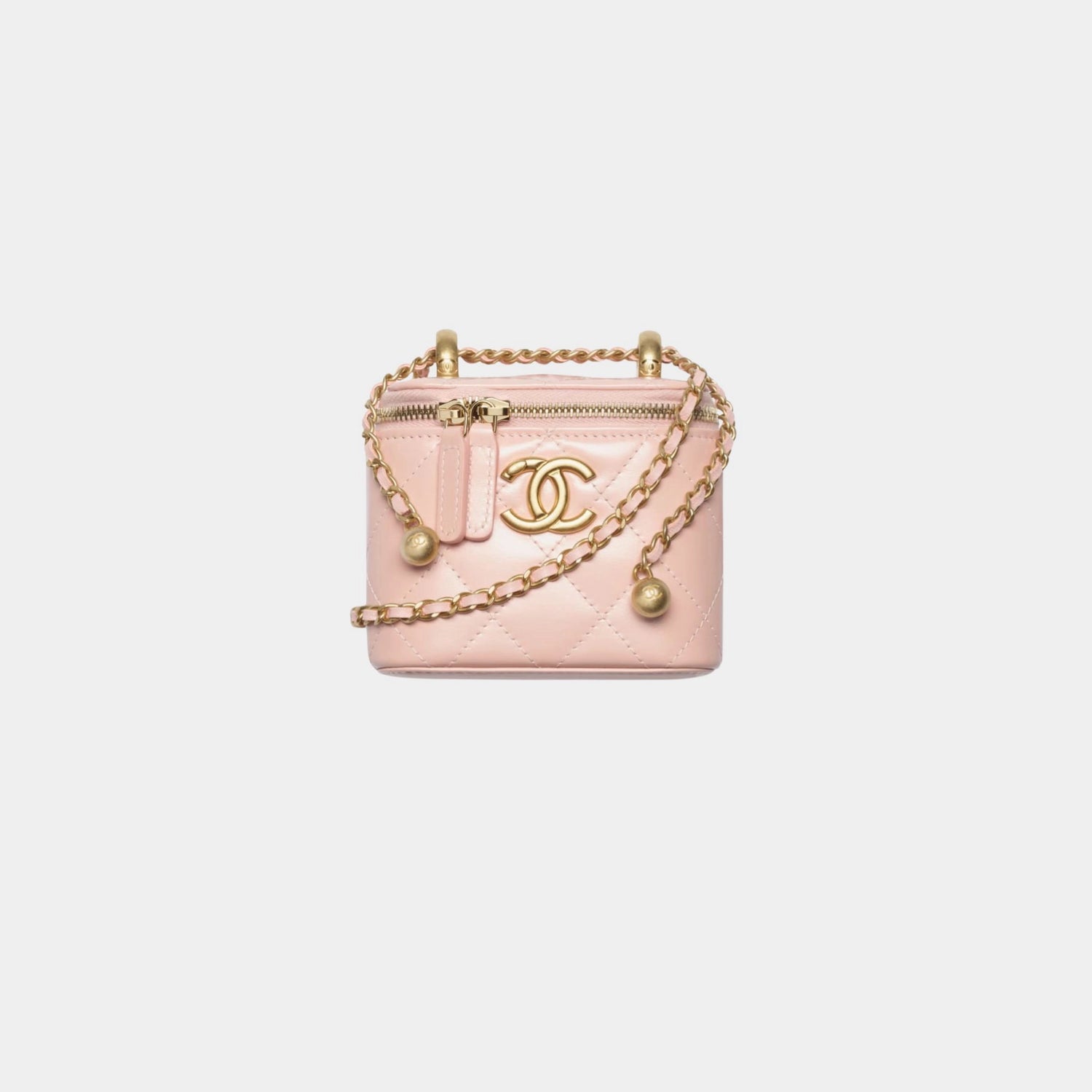 Chanel Small Vanity With Chain Shiny Calfskin &amp; Gold Tone Metal, Front 