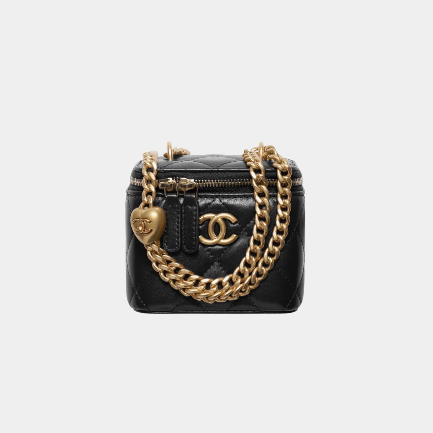 Chanel Small Vanity with Chain in Shiny Lambskin and Gold Tone Metal, Black