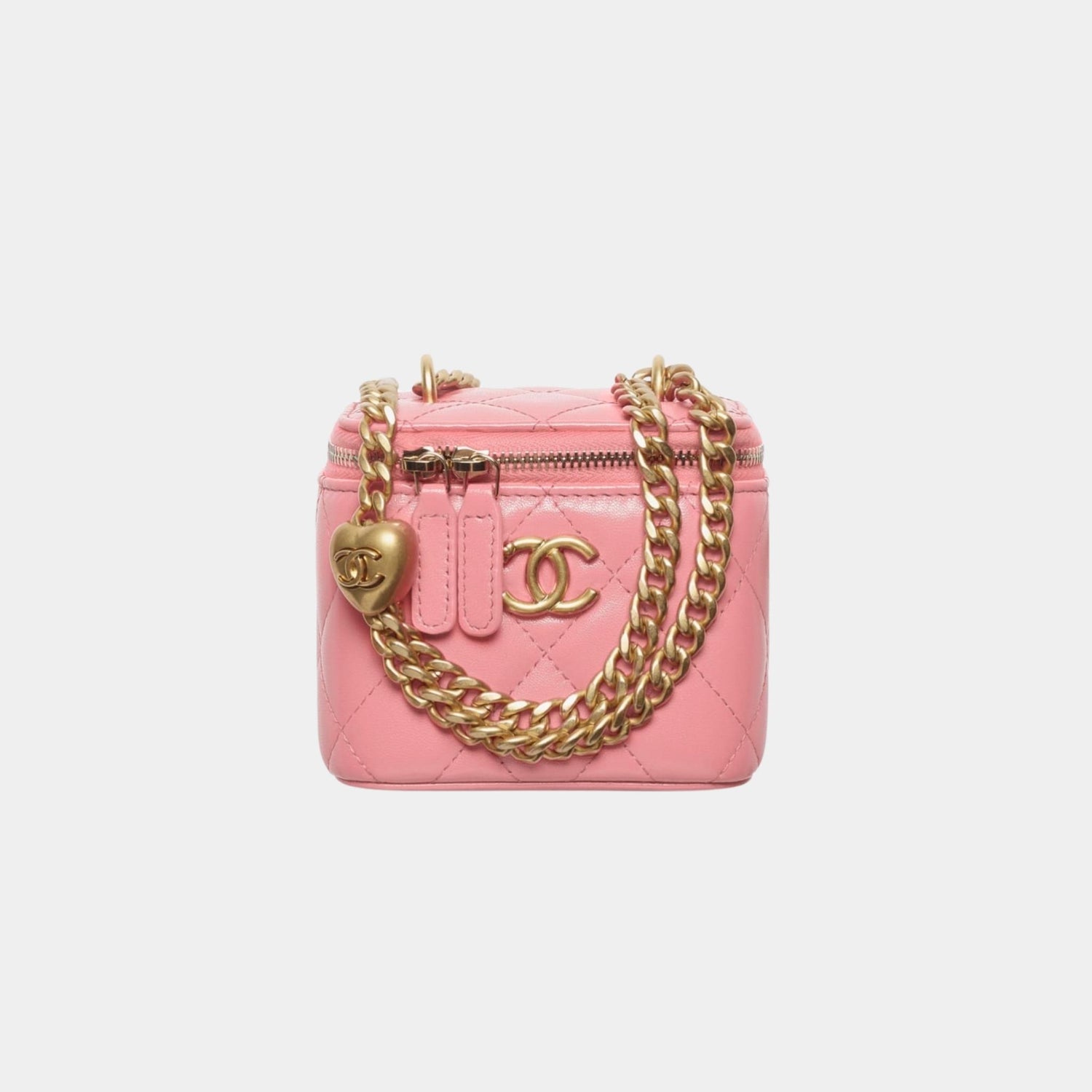 Chanel Small Vanity with Chain in Shiny Lambskin and Gold Tone Metal, Light Pink