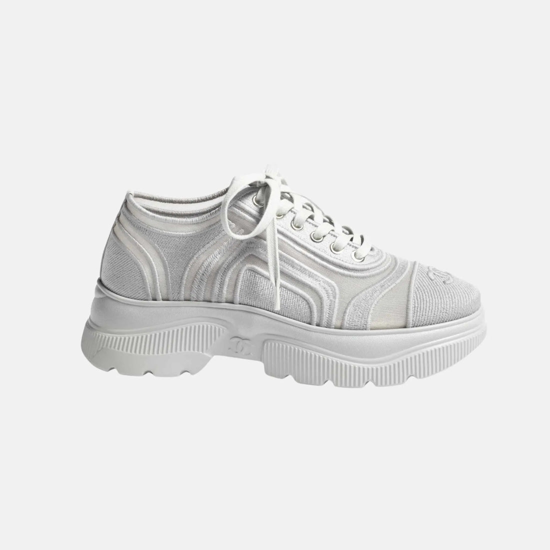 Chanel Sneakers in Mesh and Mixed Fibers, Grey, Side