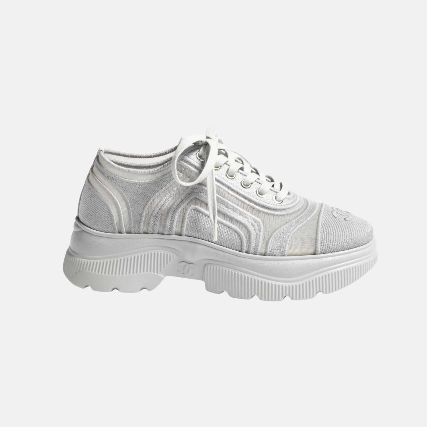 Chanel Sneakers in Mesh and Mixed Fibers, Grey, Side
