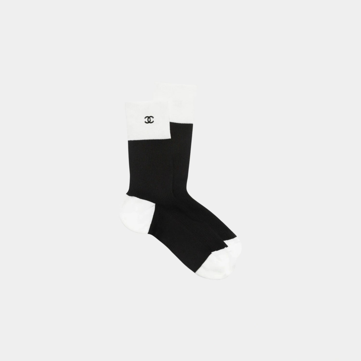 Chanel Socks Silk &amp; Cotton Black &amp; White, Front