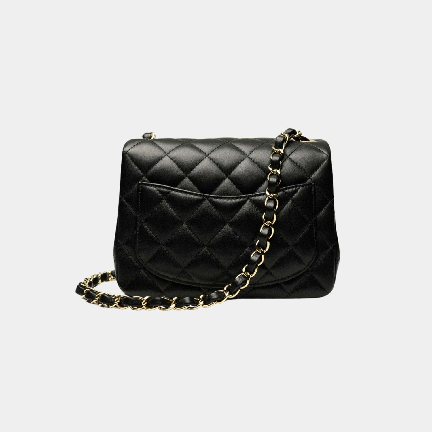 Chanel Square Mini Classic Handbag Lambskin, Black, Back
