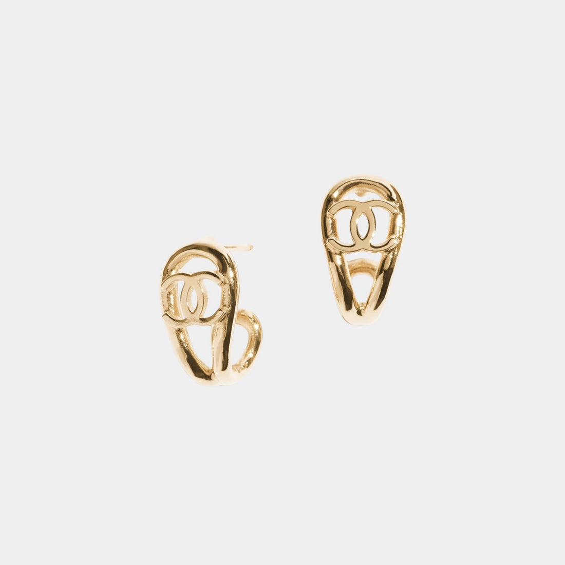 Chanel Pendant Earrings Metal &amp; Glass Pearls Gold &amp; Pearly White, Front 