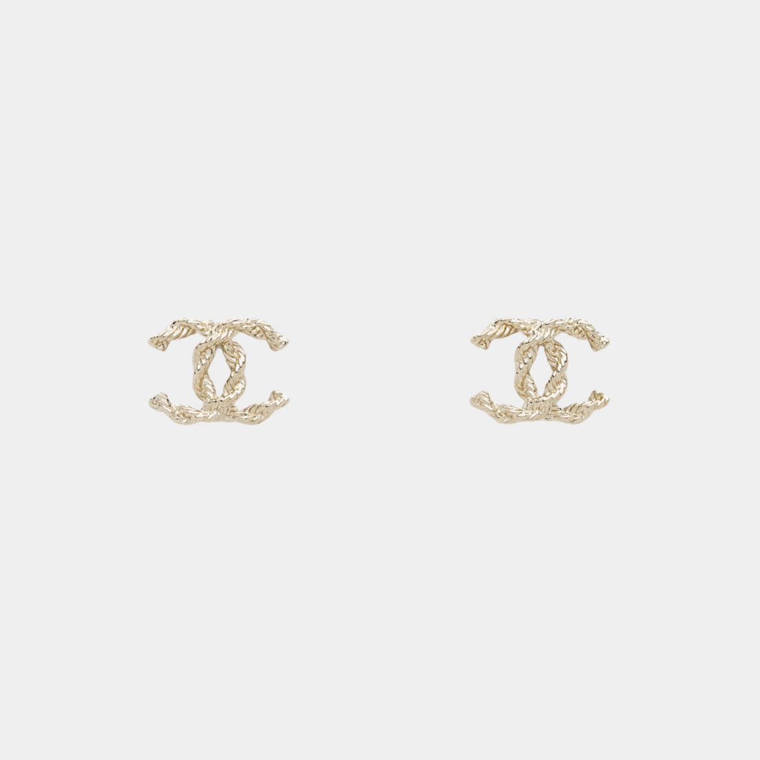 Chanel Stud Rope Chain Earrings Metal Gold