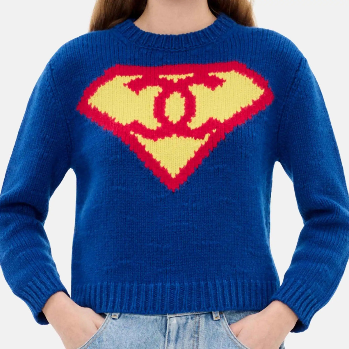 Sweater Cashmere in Blue Yellow and Red