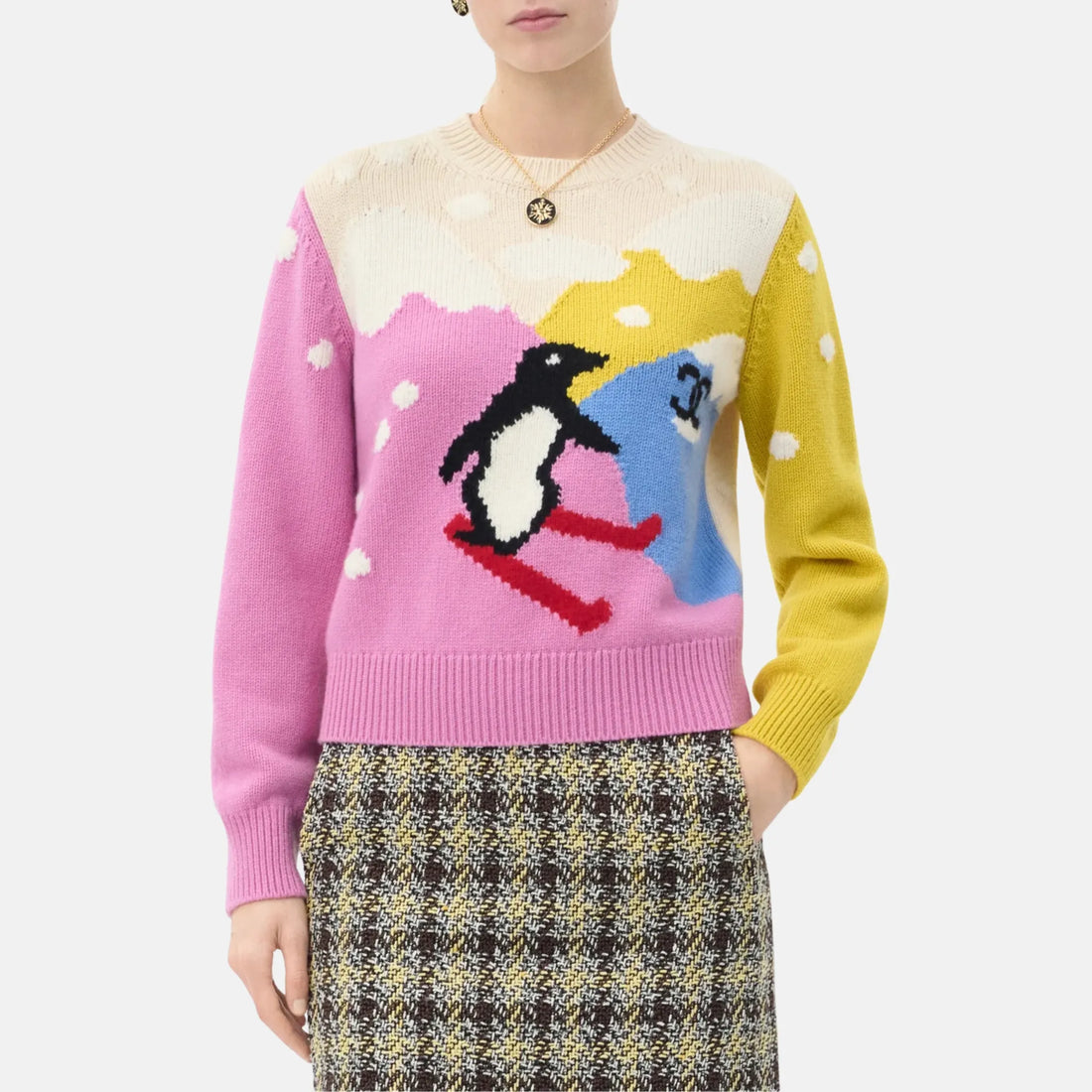 Chanel Sweater Cashmere in Ecru Pink and Multicolor
