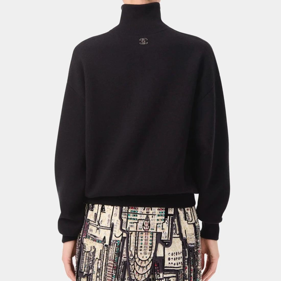 Chanel Sweater in Black Wool & Silk, Back