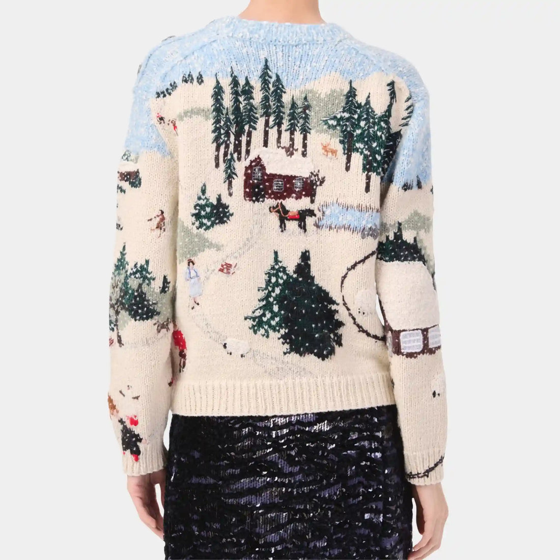 Chanel Sweater in Ecru & Multicolour Embroidered Cashmere, Back