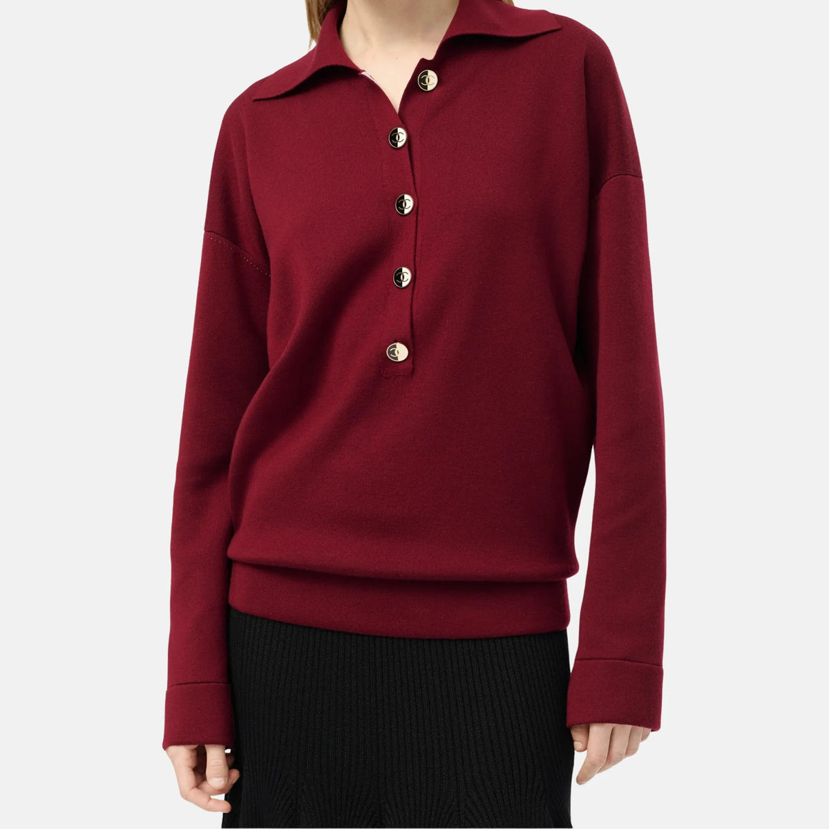 Chanel Sweater Silk Cashmere in Burgundy and Light Blue