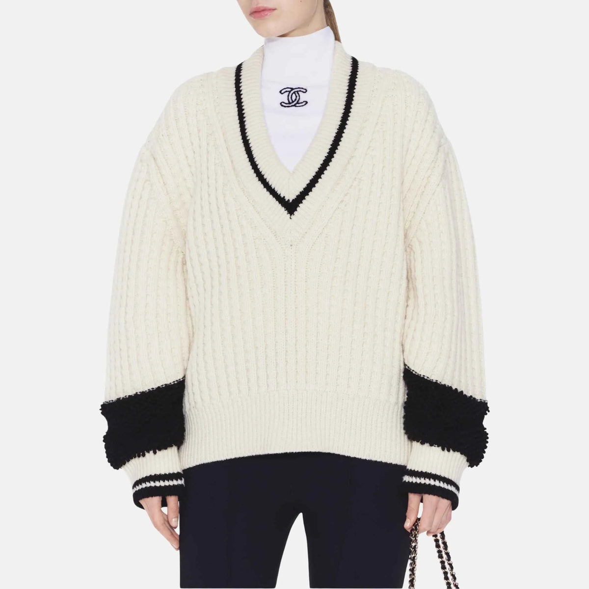 Sweater Wool Ecru And Black