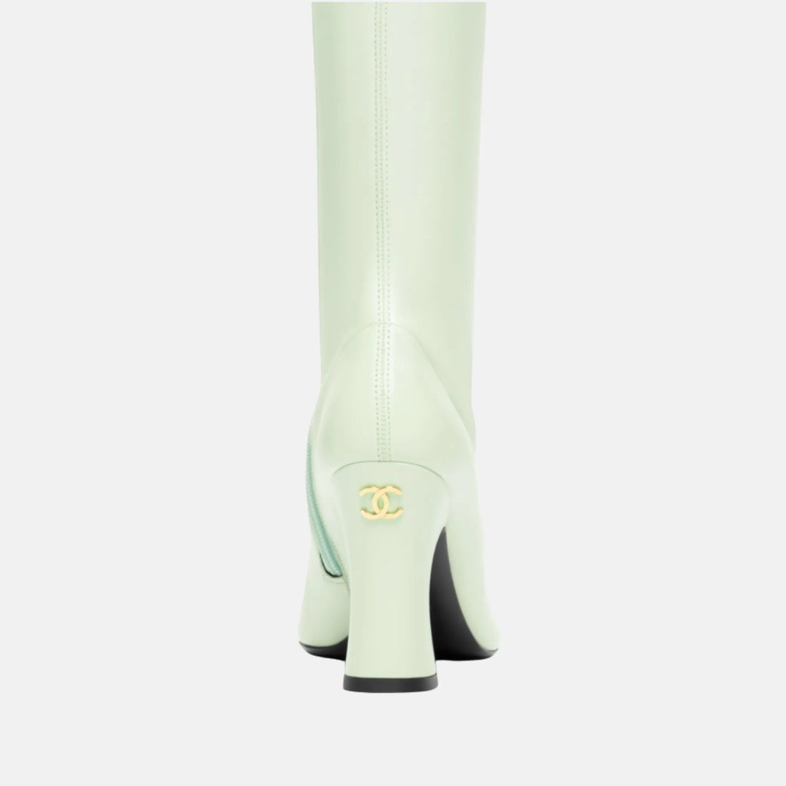 Chanel Thigh High Boots Lambskin and Calfskin in Light Green White, Back