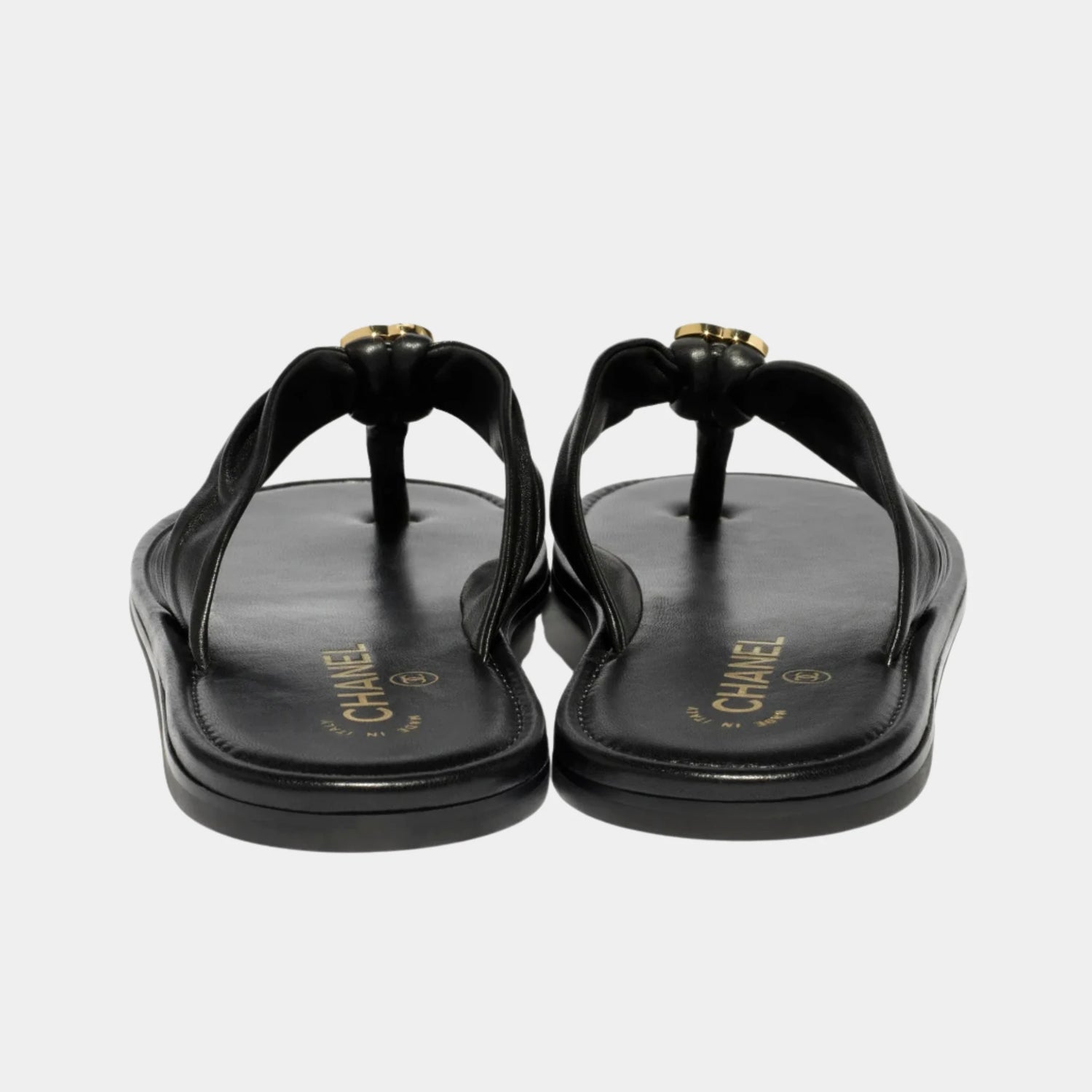 Chanel Thongs in Black Lambskin, Back