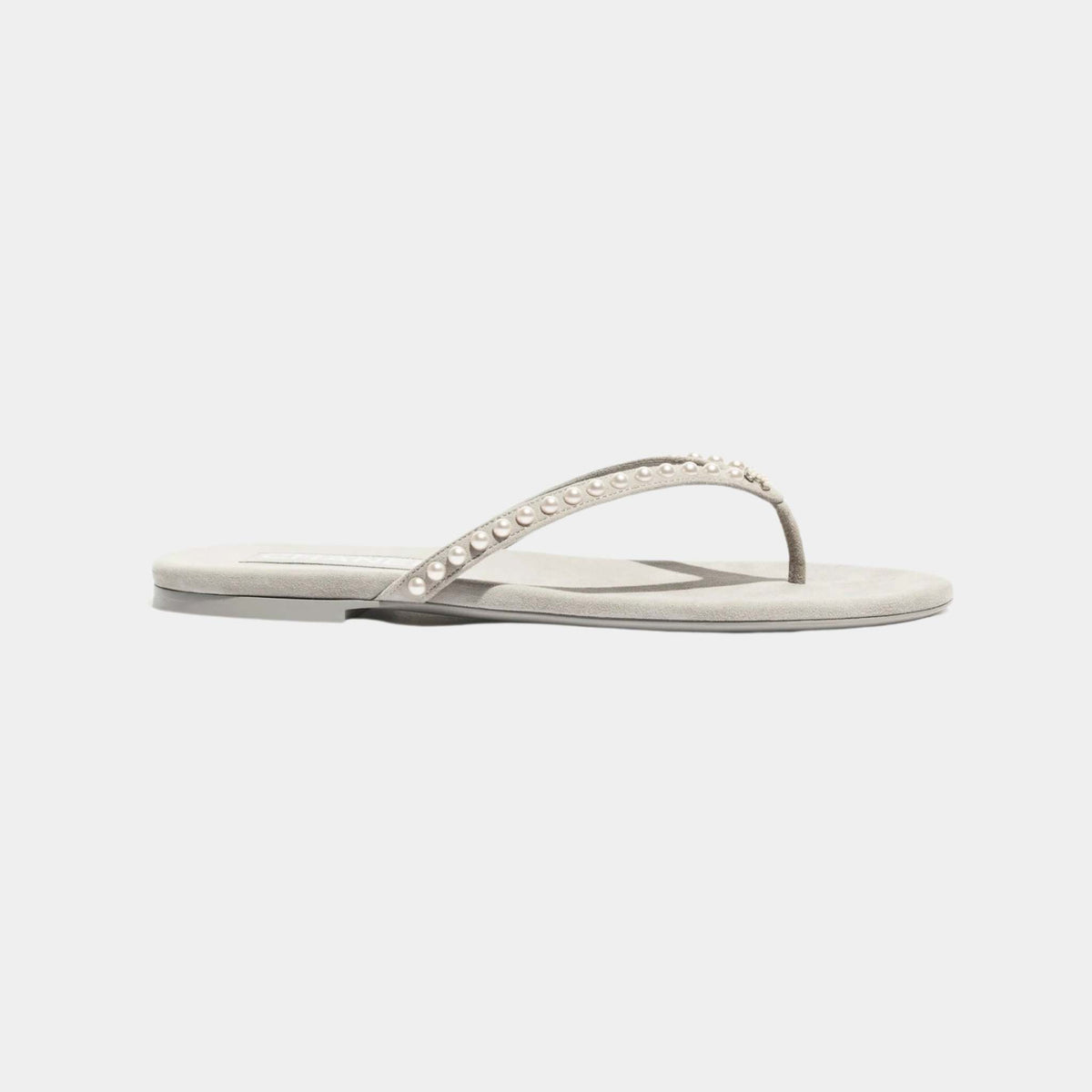 Thongs Kid Suede Imitation Pearls Grey