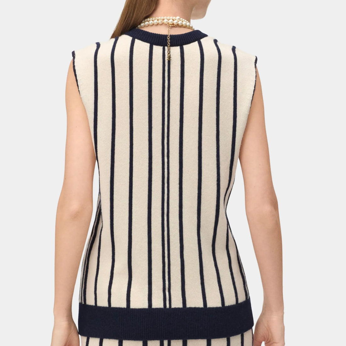 Chanel Top Cashmere & Wool Ecru & Dark Navy Blue back