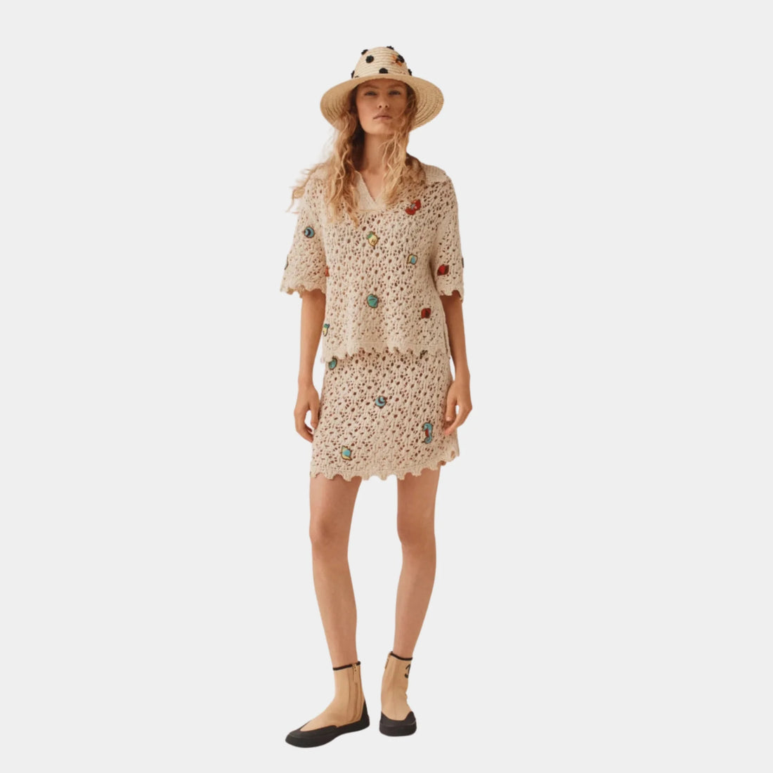 Chanel Top in Light Beige Cotton & Silk, Front