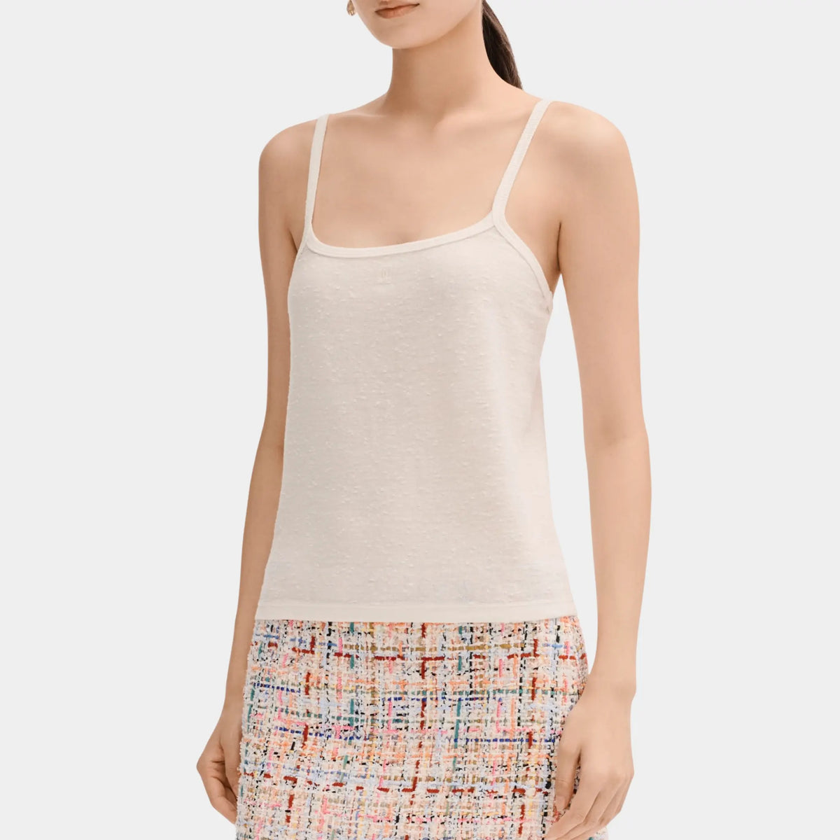 Top in White Linen and Cotton