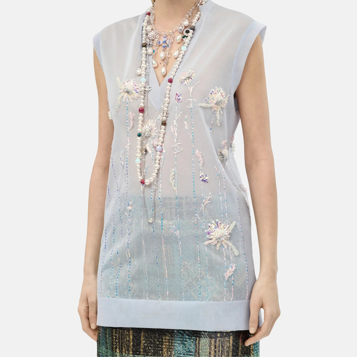 Chanel Top Silk in Light Blue