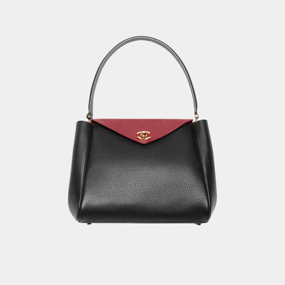 Chanel Tote in Black Burgundy Grained Calfskin & Lambskin, Front
