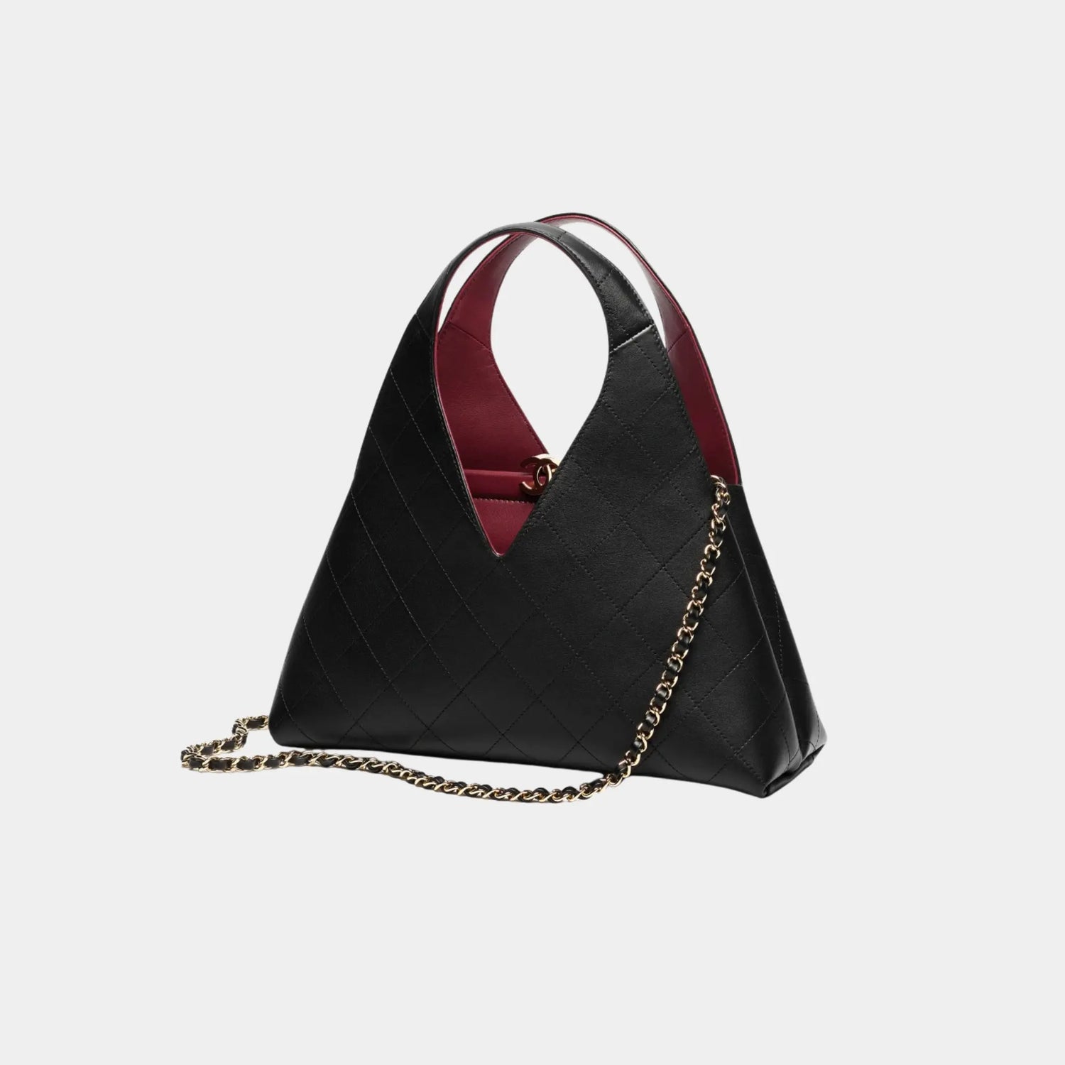 Chanel Tote in Black Calfskin &amp; Gold-Tone Metal, Side