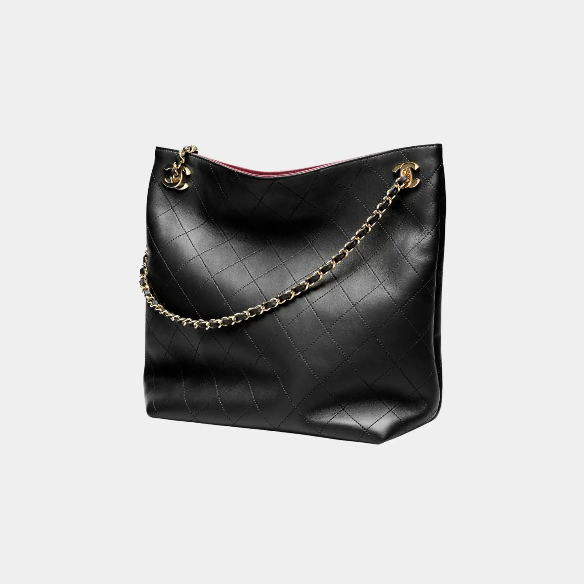 Chanel Tote in Black Lambskin, Side