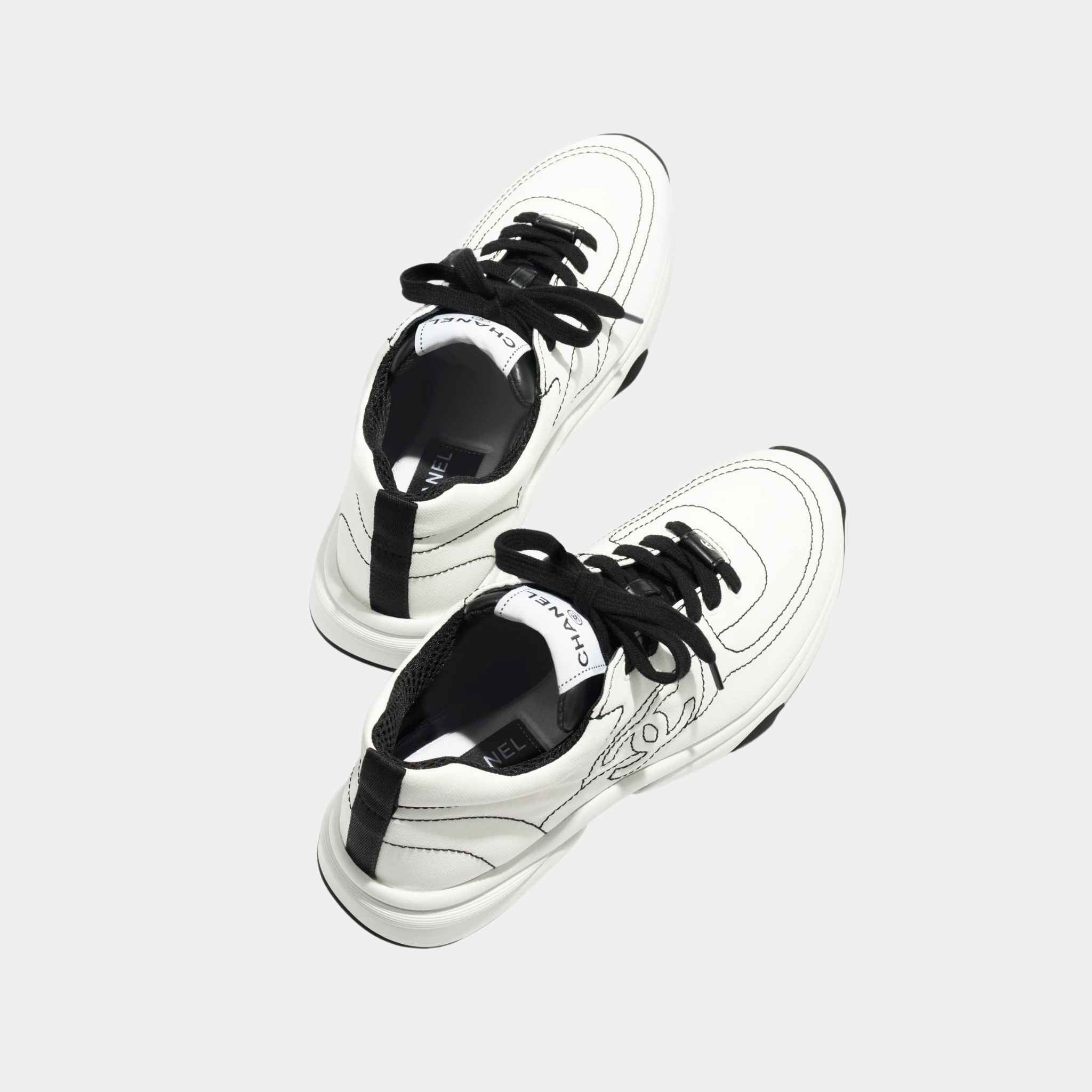 Chanel Trainers Cotton White And Black, Top 