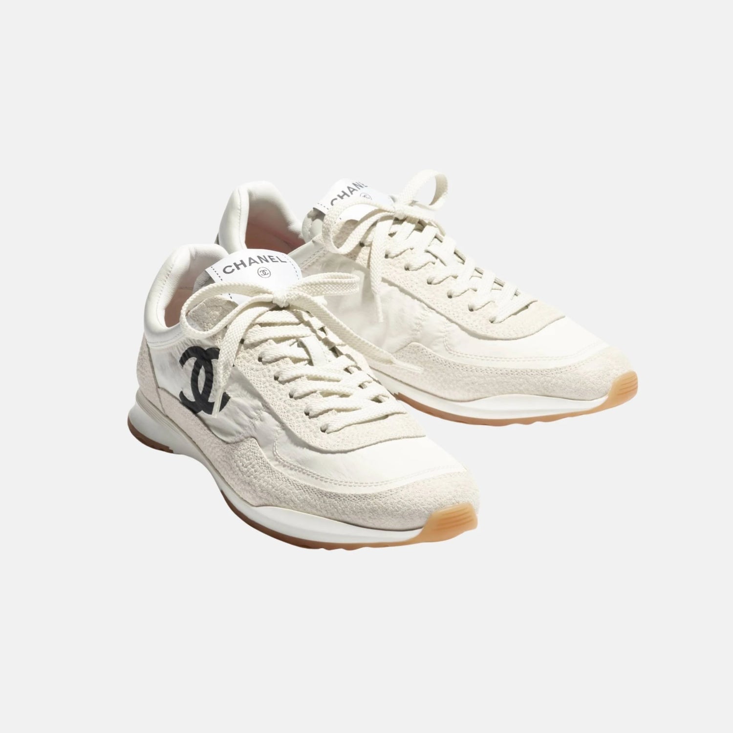 Chanel Trainers in Fabric and Embossed Suede Calfskin, Front
