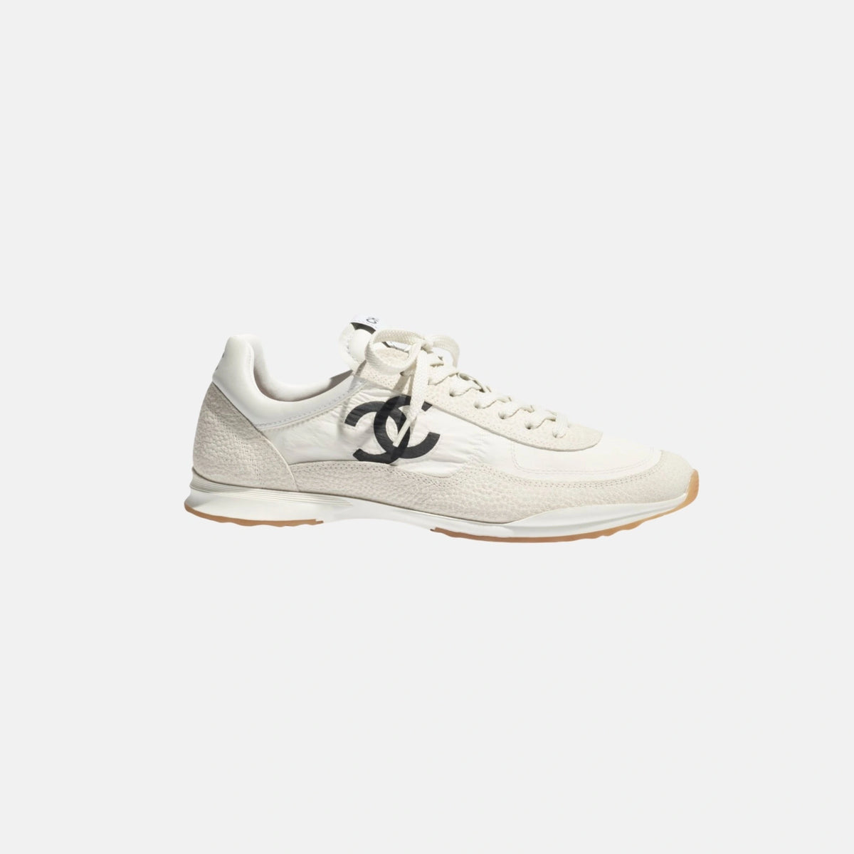 Trainers in Fabric and Embossed Suede Calfskin