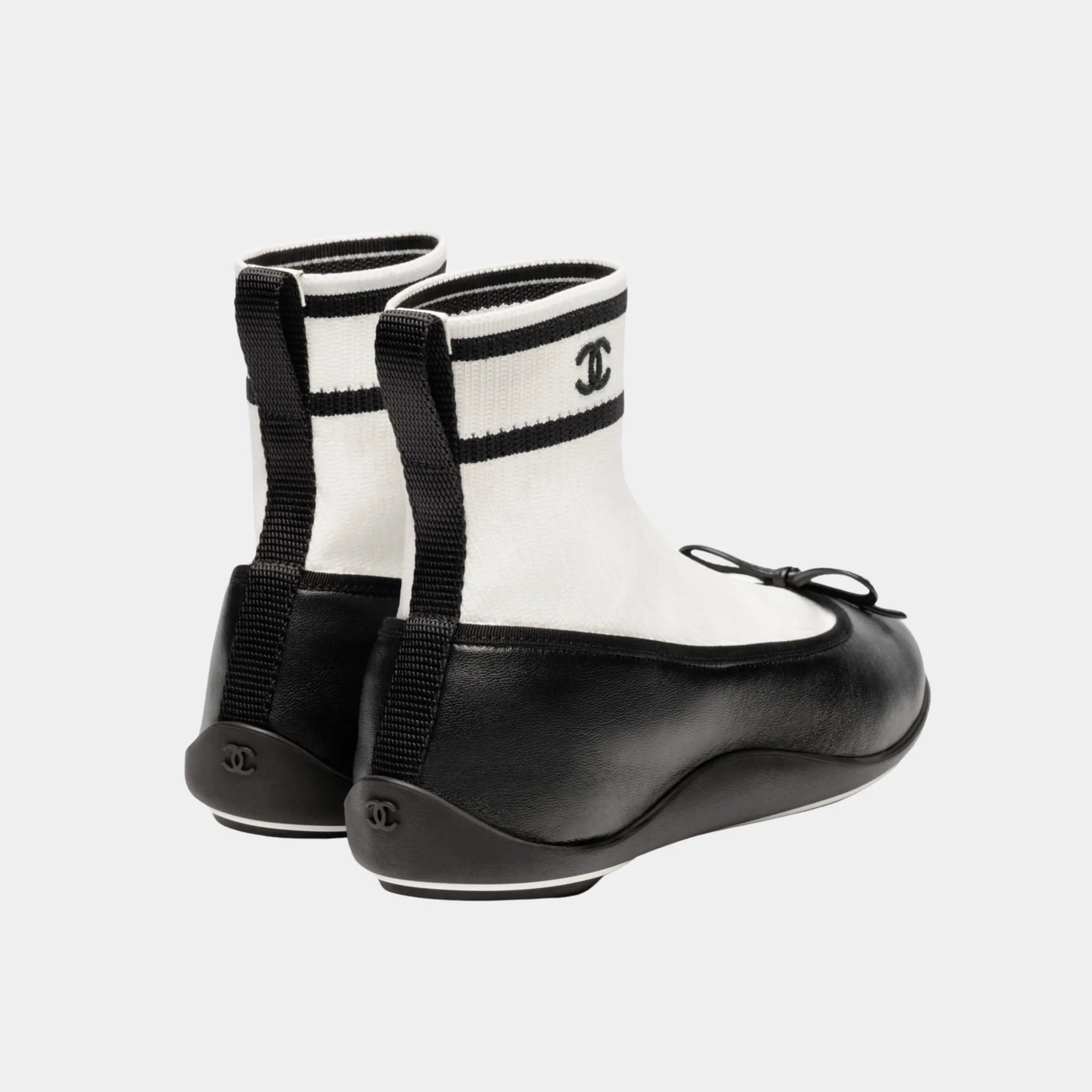 Chanel Trainers in Lambskin &amp; Knit, Black White, Back