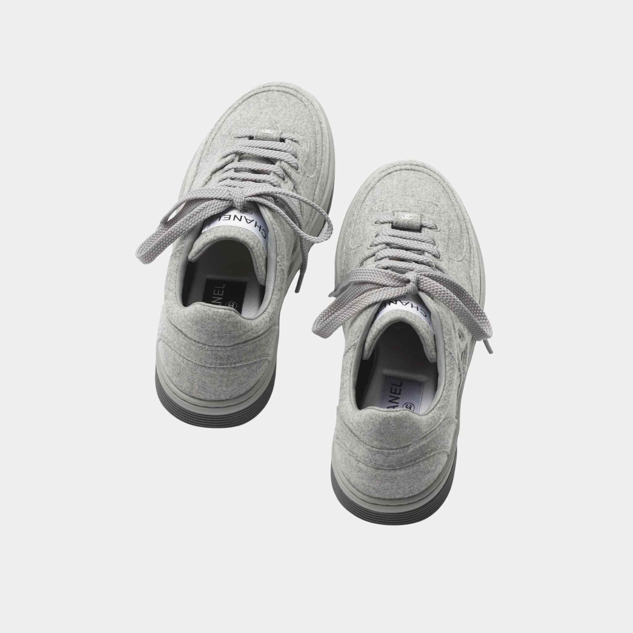 Chanel Trainers Sneakers Wool And Mixed Fibres Light Grey, Top