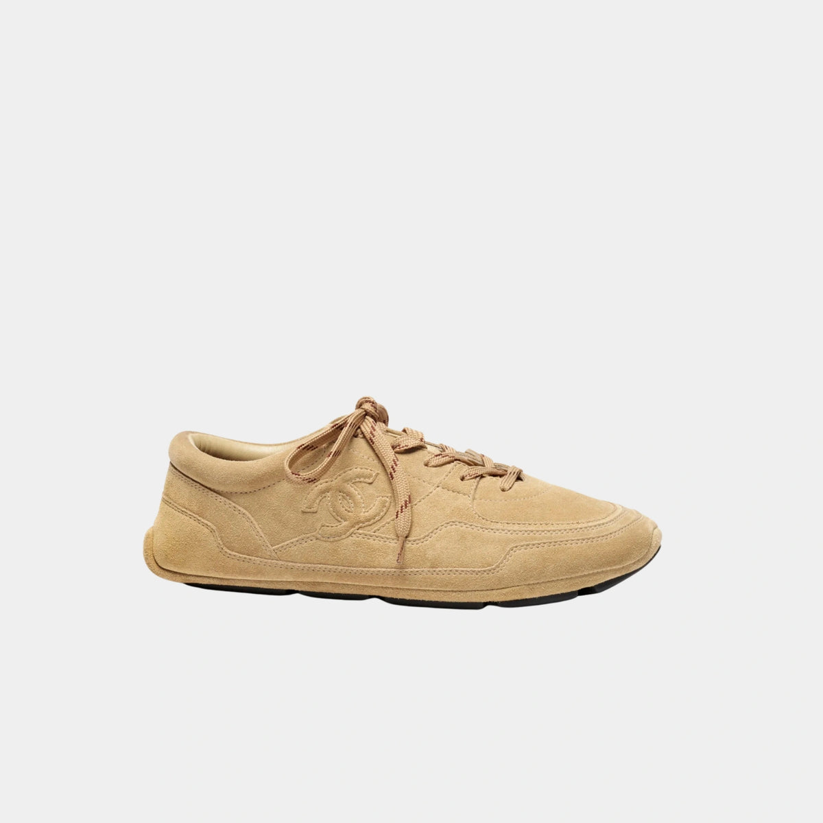 Chanel Trainers Suede Calfskin Dark Beige