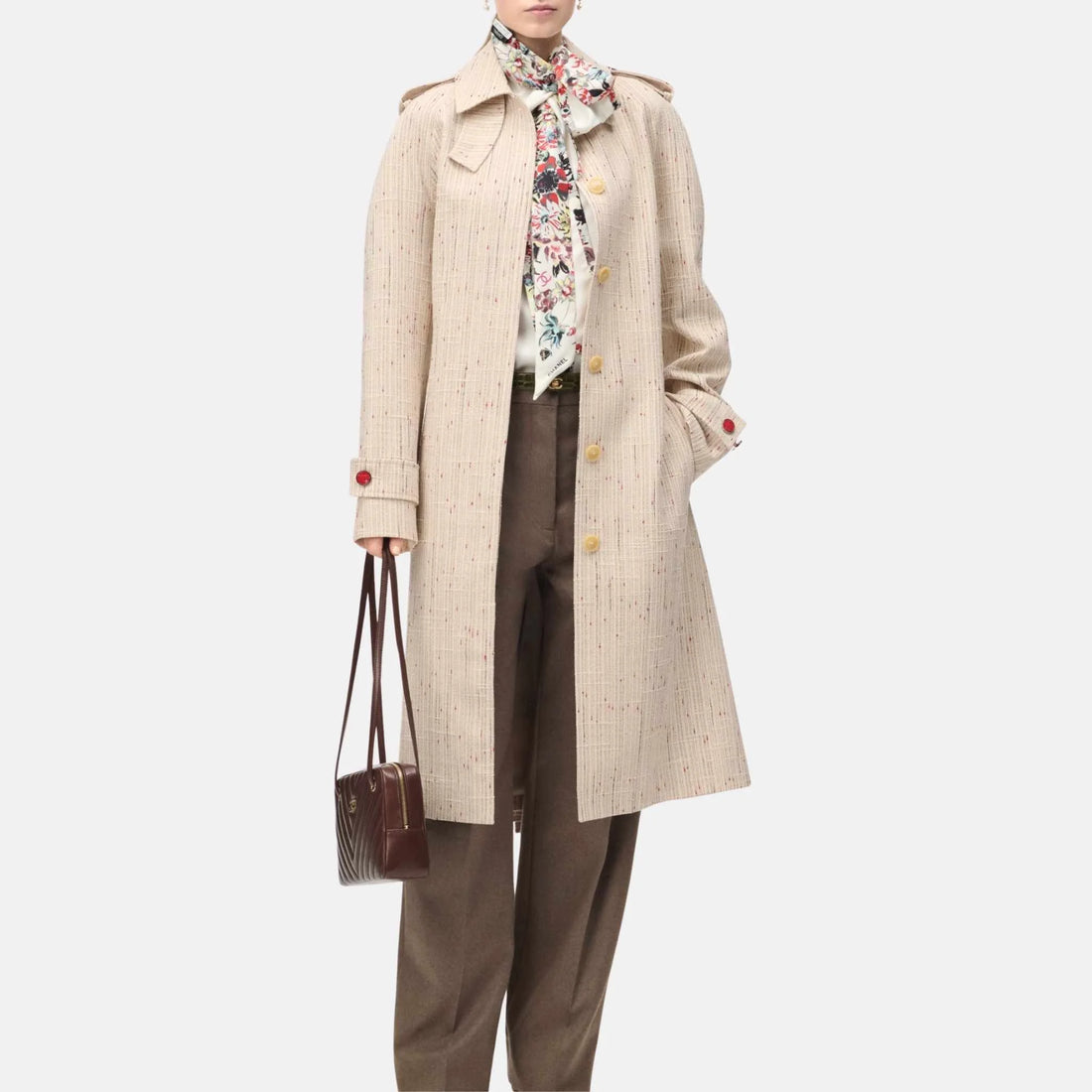 Chanel Trench Coat Cotton in Silk Mixed Fibers, Front