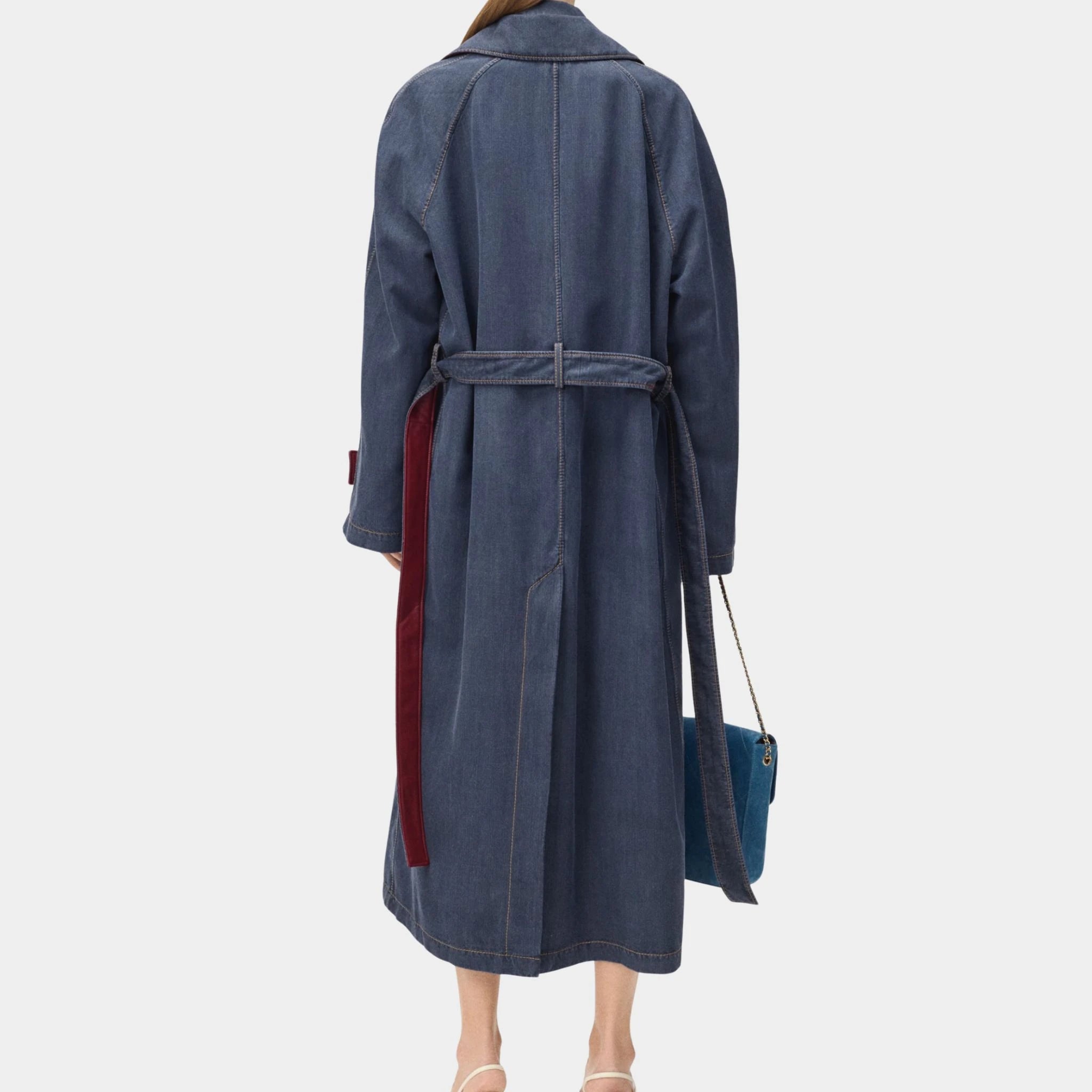 Chanel Trench Coat Silk Dark Denim Blue