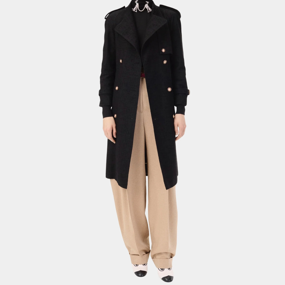 Trench Coat Tweed in Black