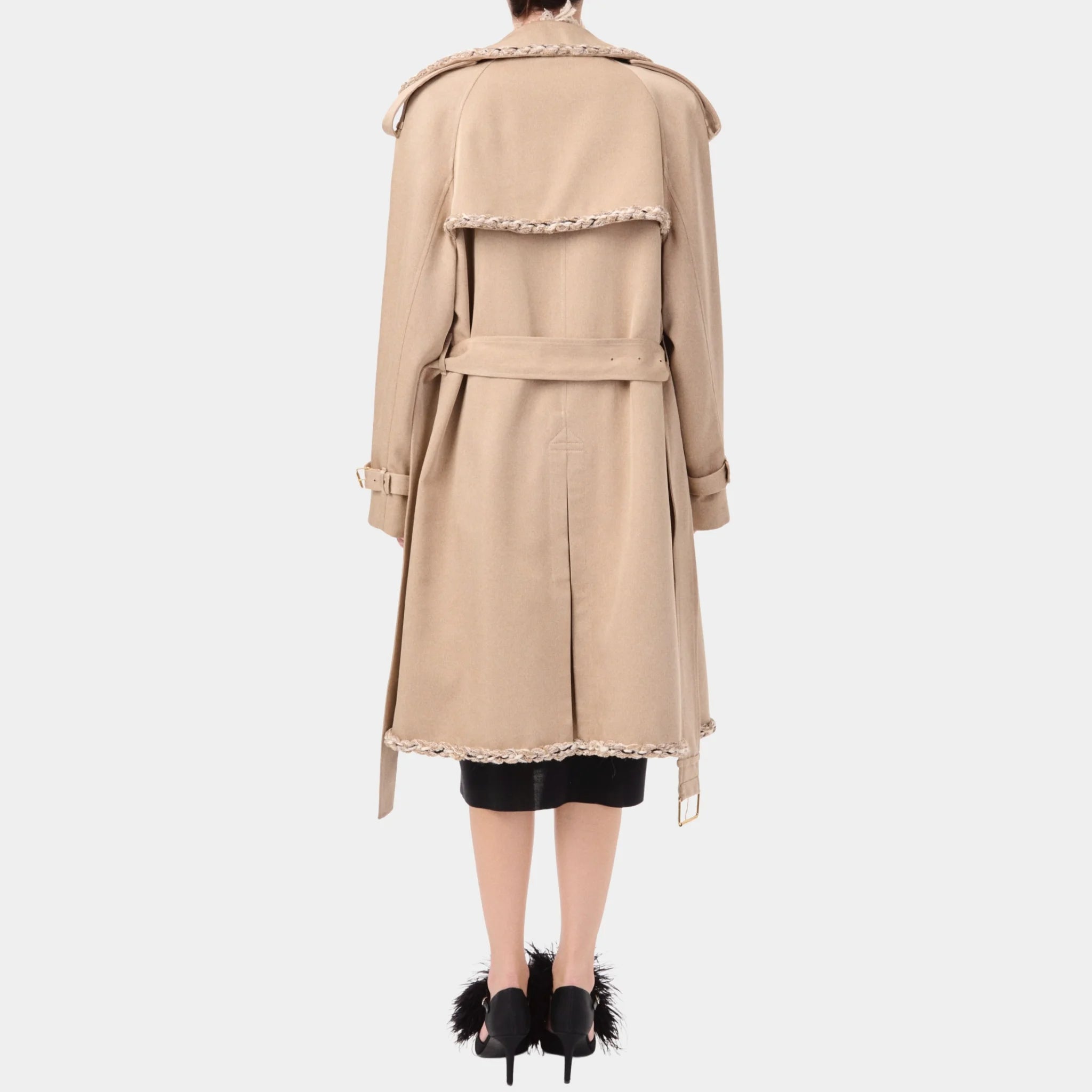Chanel Trench Coat Wool in Oatmeal, Back
