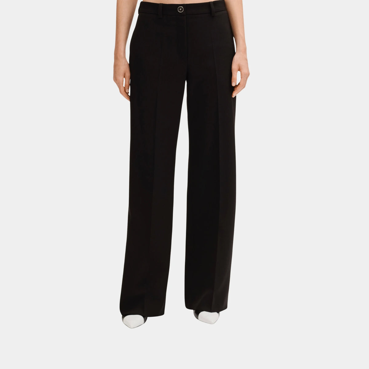 Trousers in Black Plain Wool