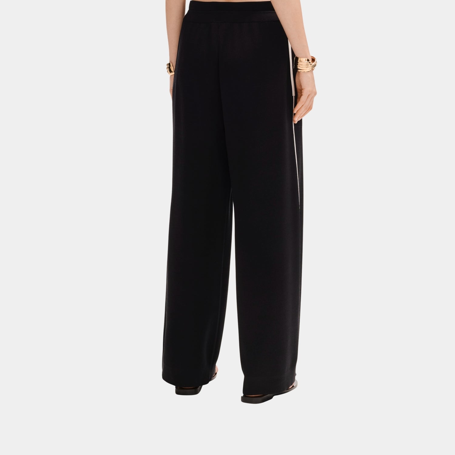 Chanel Trousers in Silk Black and White, Back
