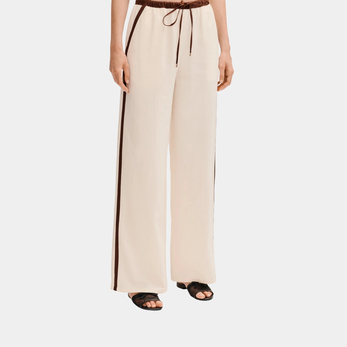 Trousers in Silk Light Yellow and Burgundy