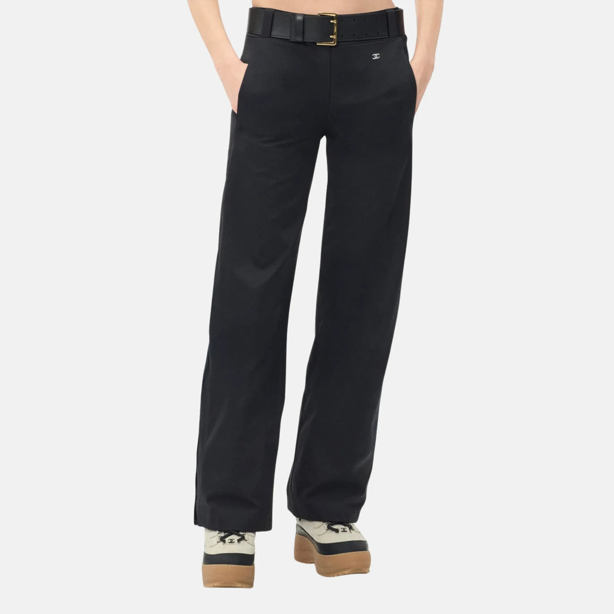 Trousers Mixed Fibres in Black — Black