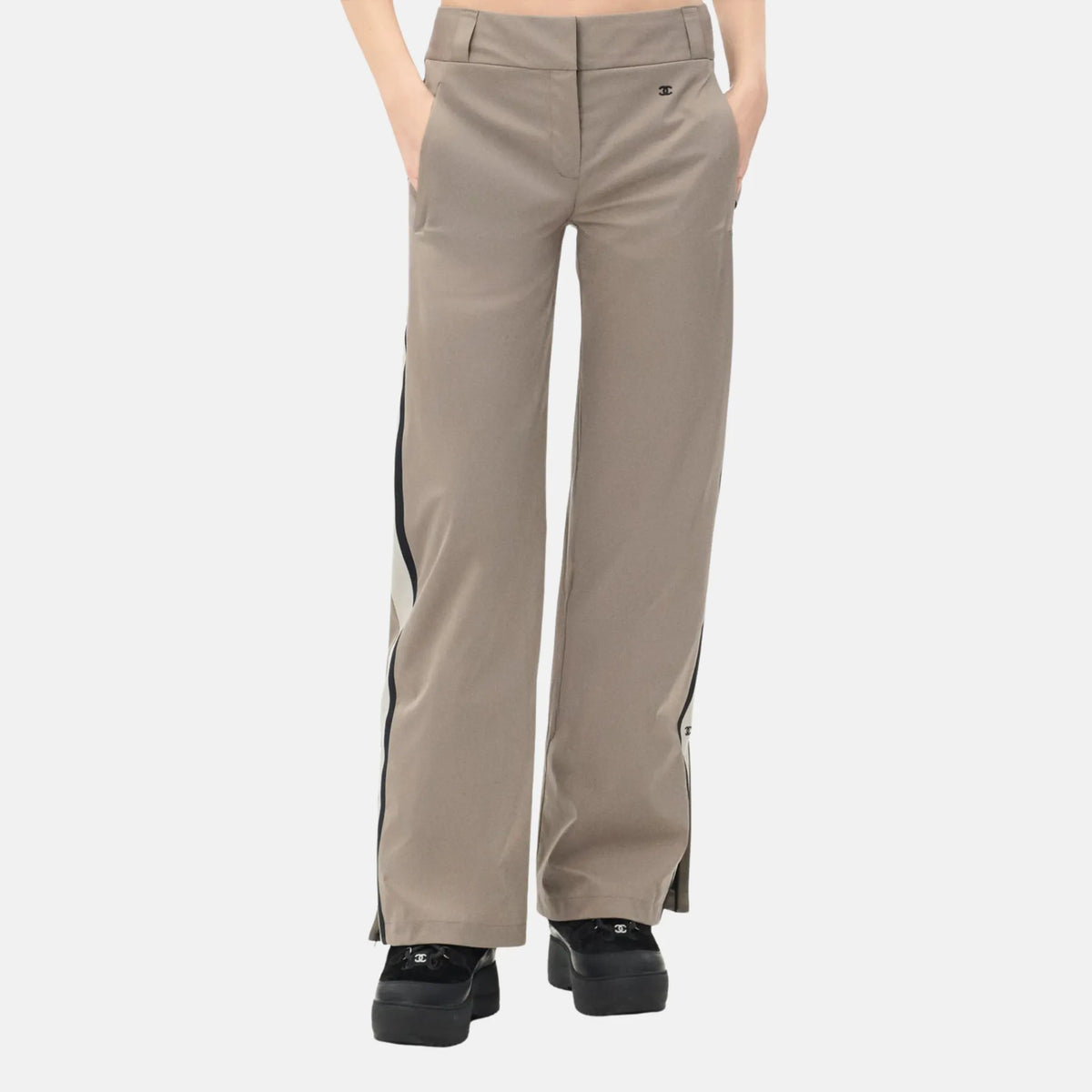 Trousers Mixed Fibres in Taupe Black and Grey