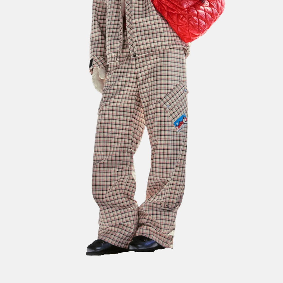Chanel Trousers Nylon Fibre in Ecru Black and Red