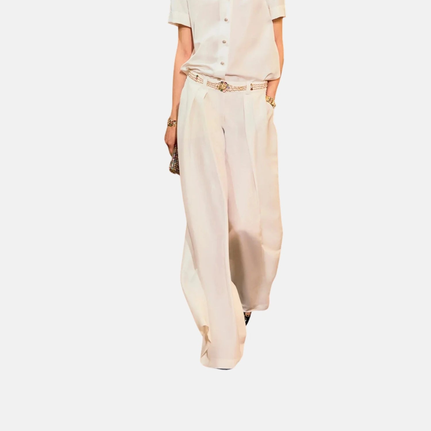 Trousers in Silk Ivory