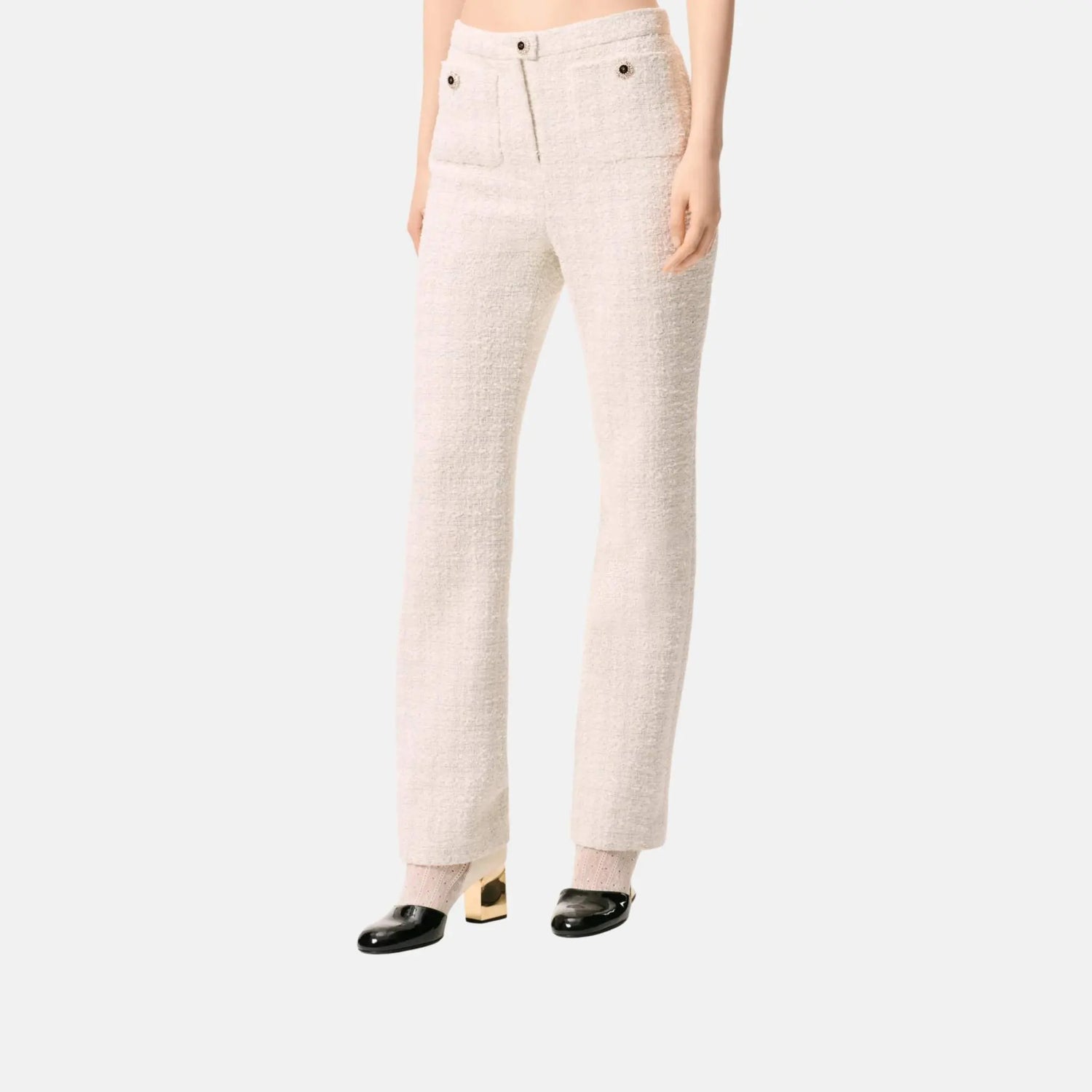 Chanel Trousers Tweed White And Black